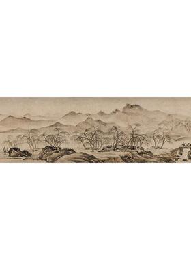 1:1明唐寅金昌送别山水画卷国画艺术微喷古代名画复制品装饰画