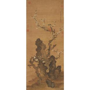 名画复制品陈洪绶梅花山鸟图工笔画花鸟画国画艺术微喷临摹装饰画