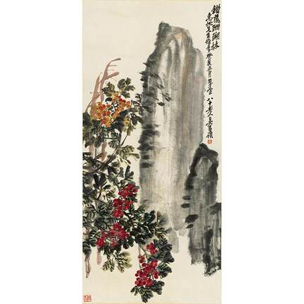 名画复制品吴昌硕错落珊瑚枝写意花鸟画国画艺术微喷临摹装饰画