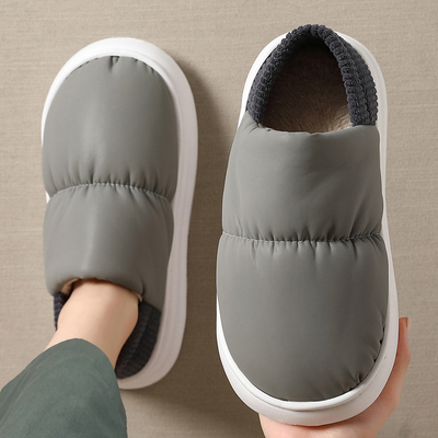 防水皮面棉鞋男款Pu防污棉拖鞋