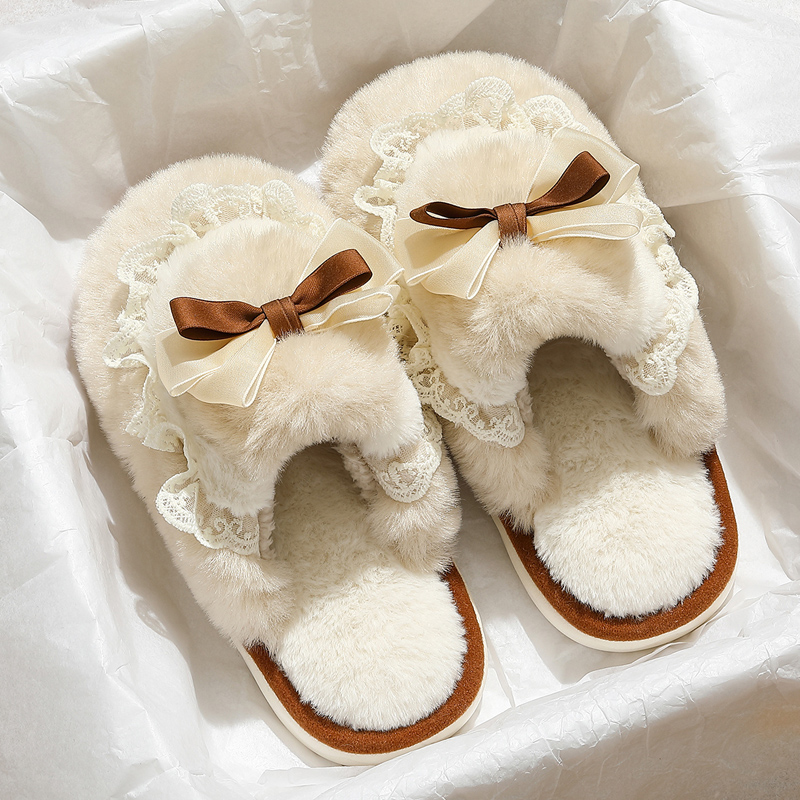 蝴蝶结棉拖鞋女士冬季2025新款