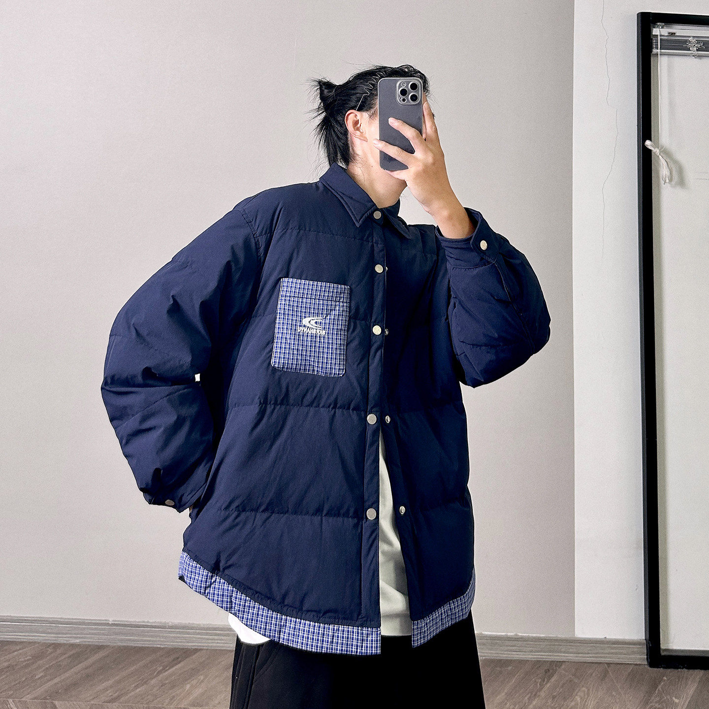 PGUP STUDIO秋冬轻薄款保暖90%白鸭绒拼接羽绒衬衫男女羽绒服外套,男装,羽绒服,淘宝优惠券,粉丝福利购,淘宝优惠卷