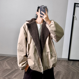 PGUP STUDIO 12月25日8:00上新 大翻领斜拉链羊羔毛棉服外套