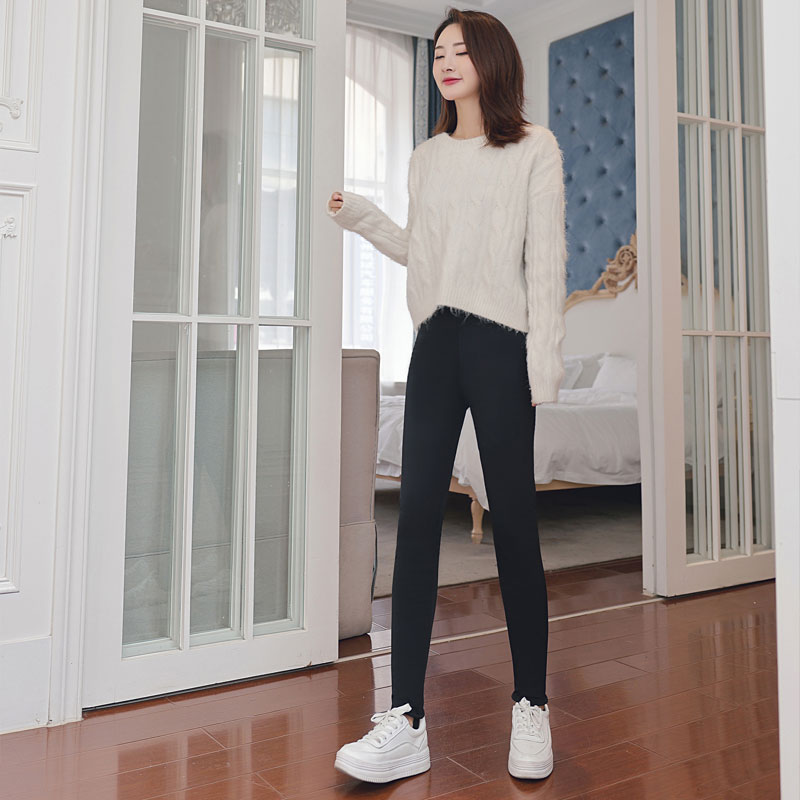 女士保暖裤手工纯棉花成人学生内外穿修身弹力打底裤美体高腰加厚