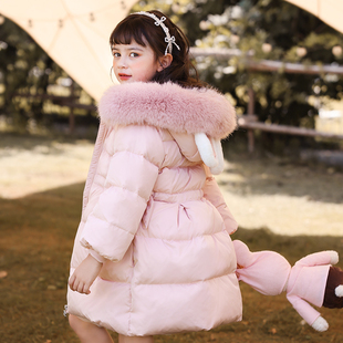 女童羽绒服中长款冬季2025新款中大儿童洋气加厚保暖甜美公主外套