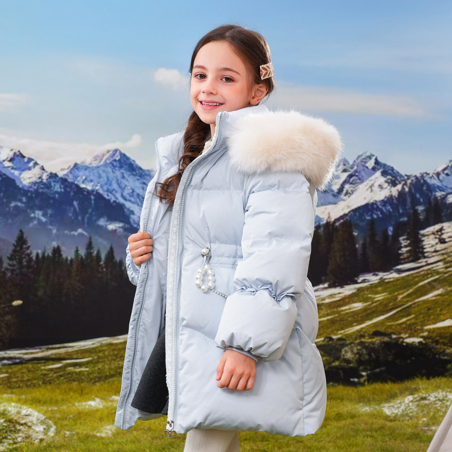 女童羽绒服冬季中长款2025新款中大儿童甜美公主洋气加厚保暖外套