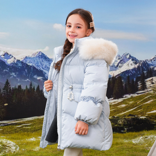 女童羽绒服冬季中长款2025新款中大儿童甜美公主洋气加厚保暖外套