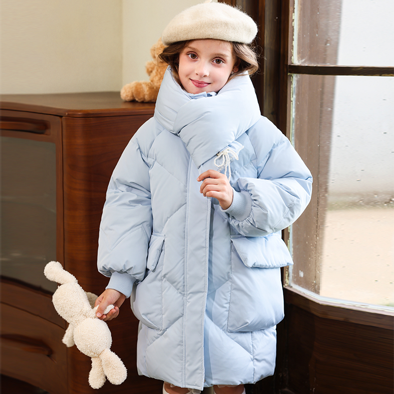 女童羽绒服中长款加厚韩版甜美