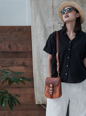 HK workshop美国 Horween进口牛皮全皮手作mini斜挎胸包男女腰包