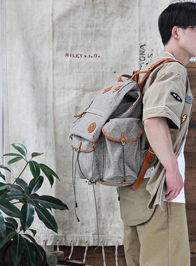 HK WORKSHOP骑行机能胡椒盐帆布Journey旅行包复古户外电脑双肩包