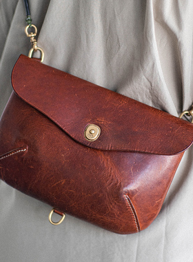 HK workshop复古机能包horween头层牛皮骑行手作斜挎单肩walkbag