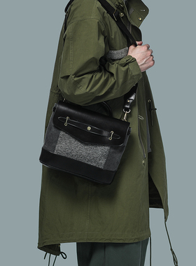 HKWORKSHOP慢邮局Mandybag 单肩斜挎小方包牛皮通勤复古邮差包