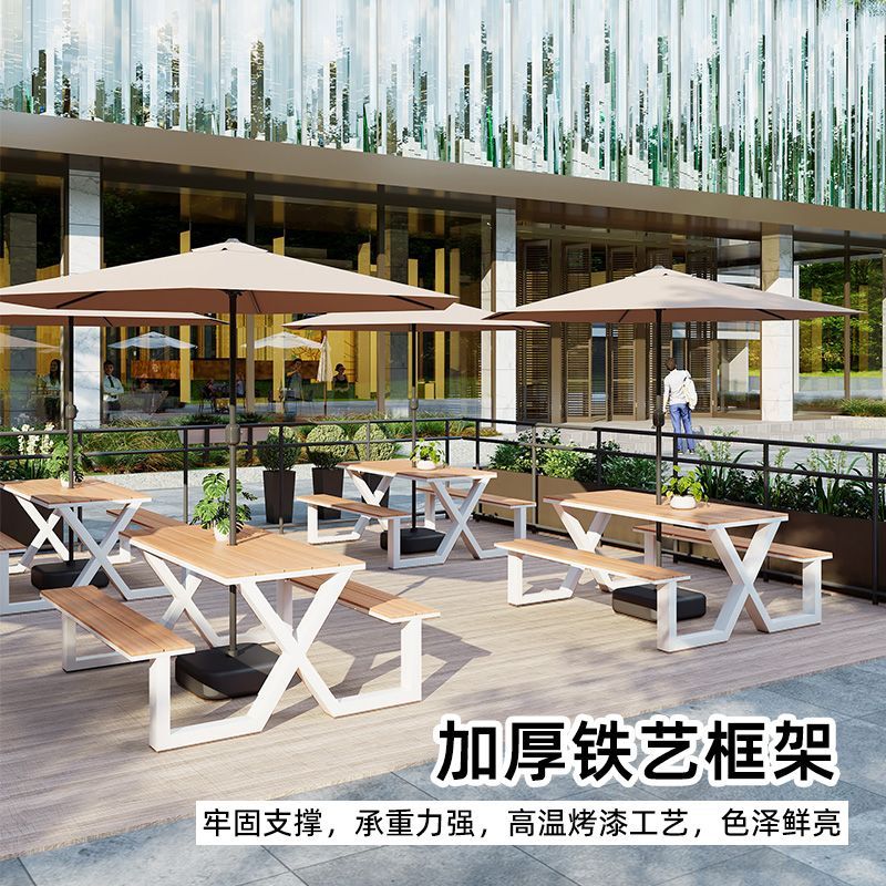 户外连体公园桌椅组合花园庭院座椅景区室外露天长凳广场户外桌椅图片