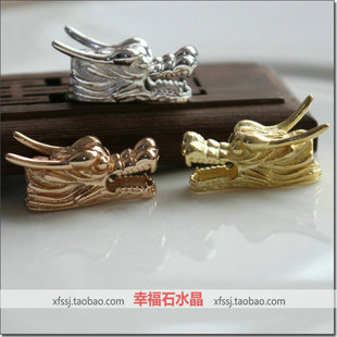 幸福石水晶 黄铜铸铜 镂空 龙头 古风汉服 发簪 发饰 DIY头饰配件