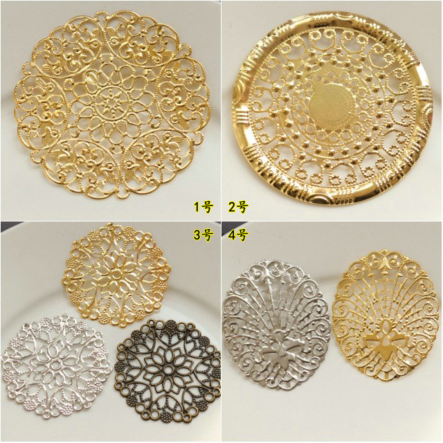 diy圆形金色汉服头饰凤冠花片