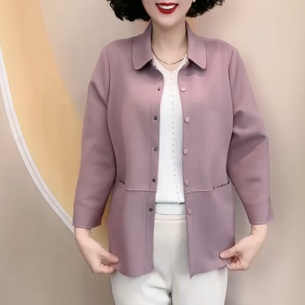 2025年春季新款时尚洋气宽松舒适上衣大码妈妈装休闲短款风衣外套