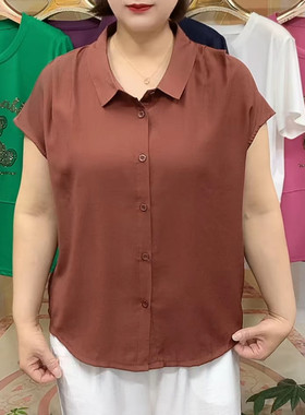 2026夏新款纯色翻领急扣短袖薄料女上衣宽松开衫减龄百搭小衫