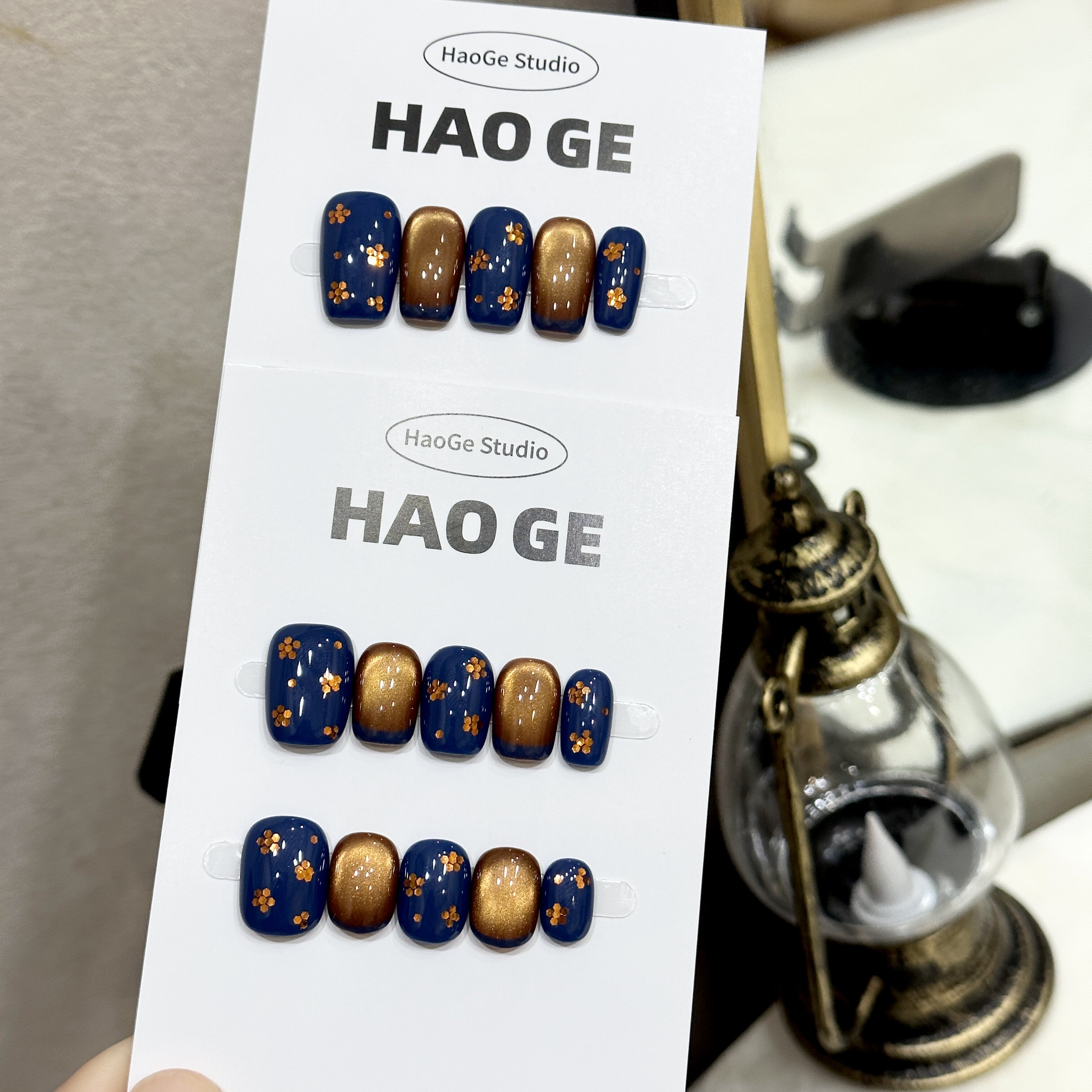 【矜贵风】法式猫眼纯手工短款秋冬美拉德显白高级感穿戴甲美甲片