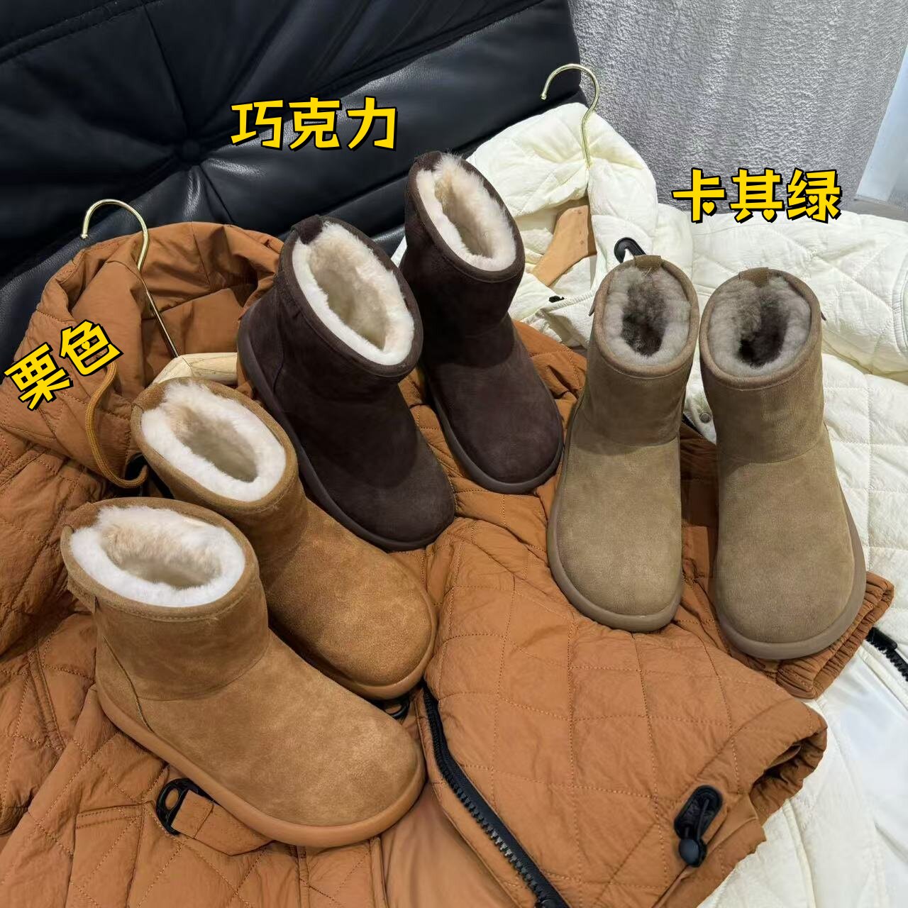 棒球队长防水雪地靴女冬季2025年新款加绒加厚中筒保暖反绒棉鞋子