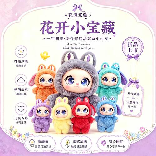 潮玩系列毛绒公仔软萌潮玩少女心惊喜拆盒礼物公仔软萌治愈系玩偶