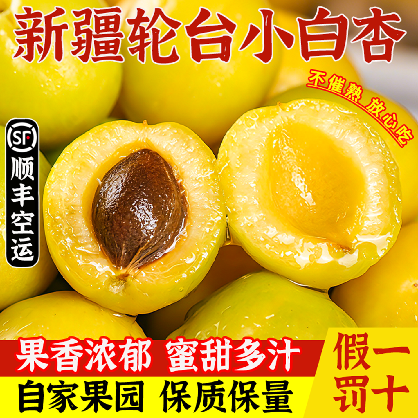 新疆轮台小白杏新鲜当季库车甜杏子精选孕妇水果礼盒整箱顺丰空运