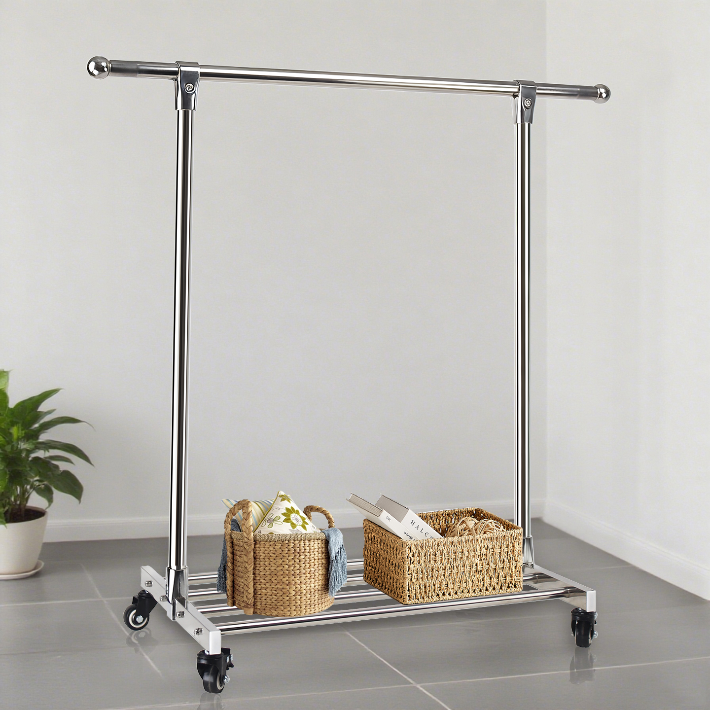 移动单杆不锈钢晒衣架晾衣架衣杆