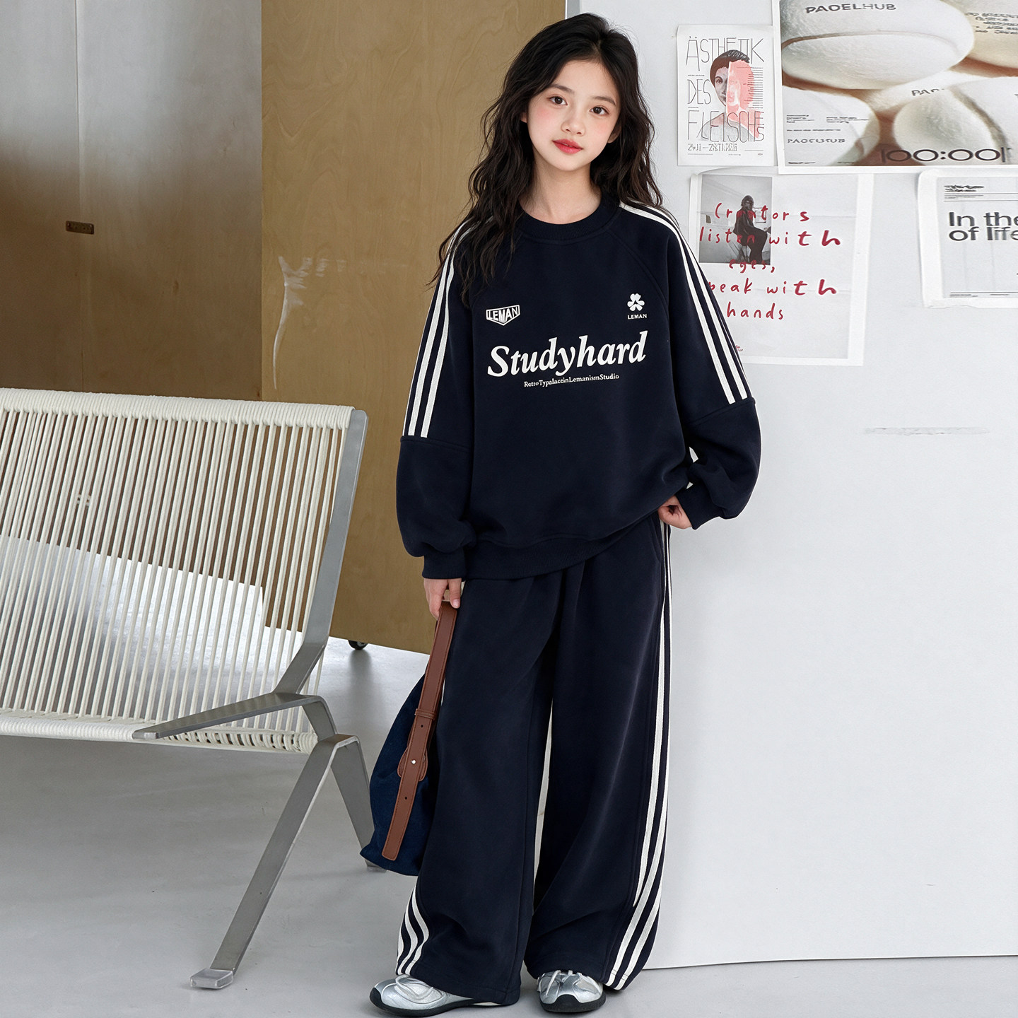 女童运动套装2026新款秋季儿童衣服女孩卫衣两件套初中生大童春秋