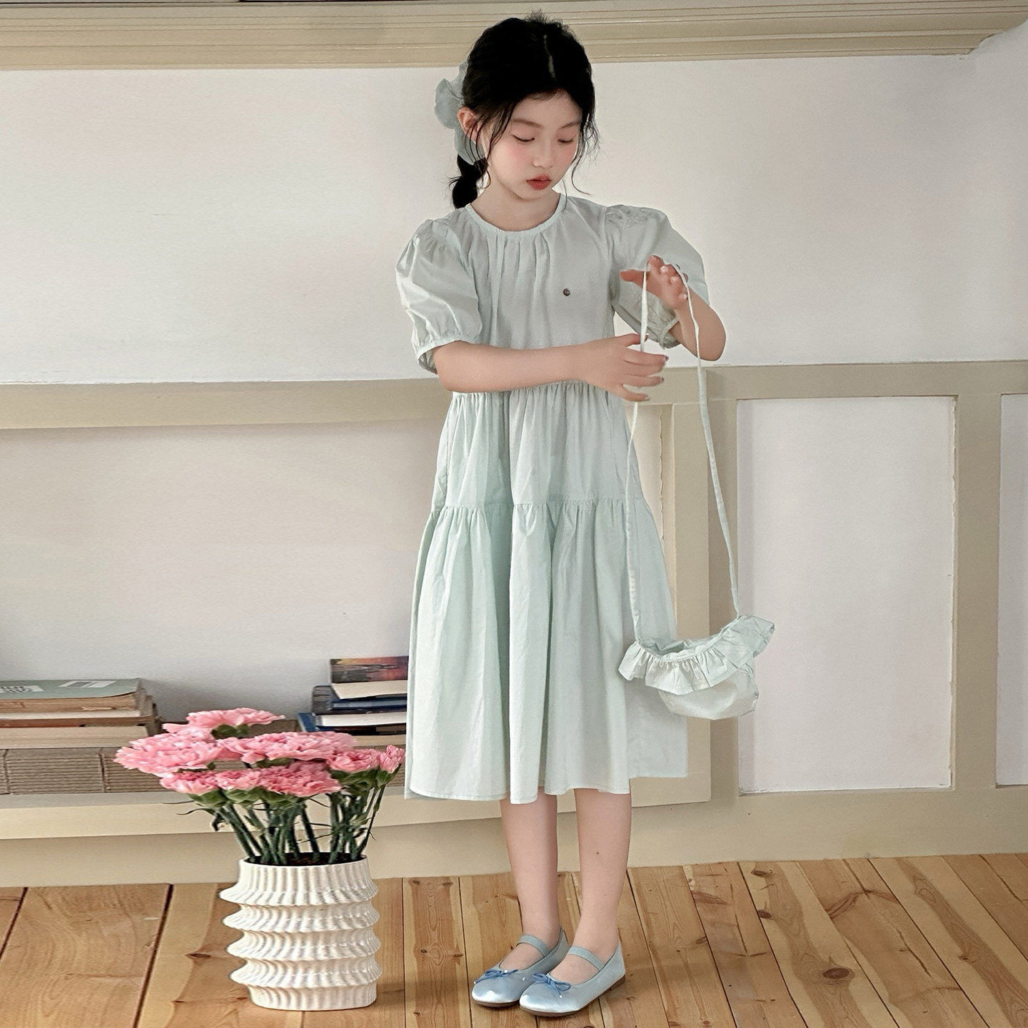 女童连衣裙夏季薄2026新款夏装洋气小学生女孩裙子儿童棉布裙短袖