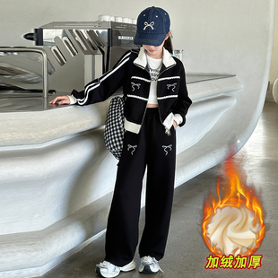 女童冬装套装2025新款洋气时髦显瘦大儿童卫衣两件套女孩衣服加绒