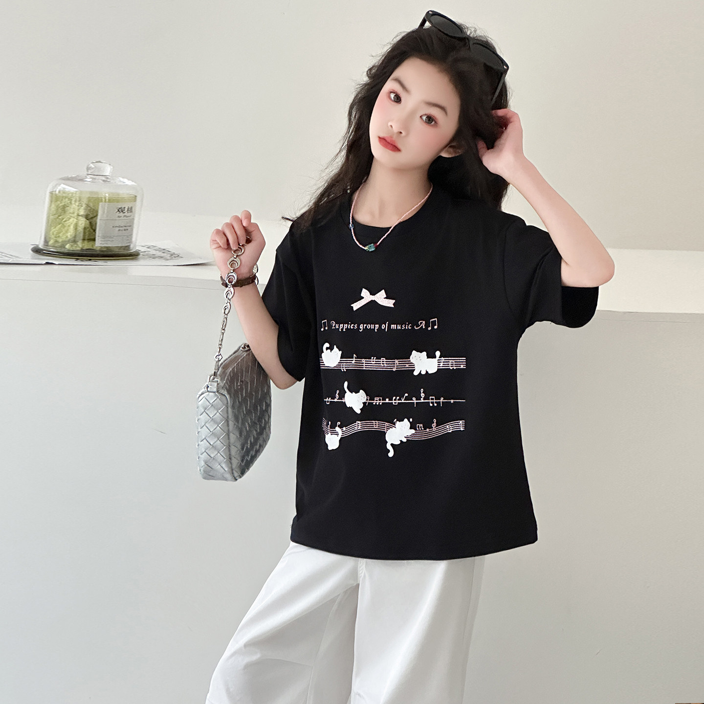 女童短袖t恤夏季超好看儿童体恤2026新款女孩圆领半袖上衣中大童