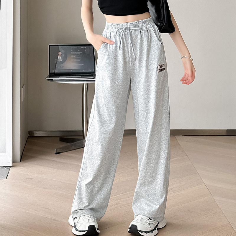 女童裤子夏季薄款2026新款儿童长裤初中生女孩直筒卫裤灰色中大童
