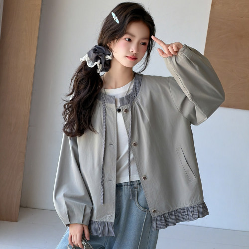 女童外套秋季新款2026初秋薄款儿童秋装上衣服初中生女孩宽松大童