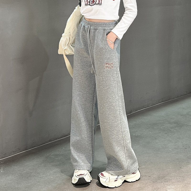 女童裤子2026新款春秋季女孩直筒卫裤儿童灰色运动裤校服大童春装