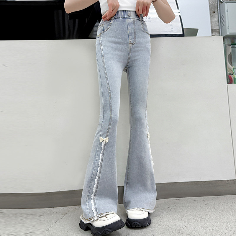 女童牛仔裤夏季薄款儿童裤子女孩喇叭裤2026新款夏装洋气大童长裤
