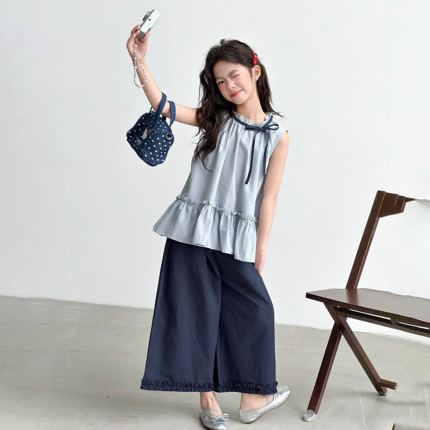 女童套装夏季薄款2026新款儿童无袖七分裤子女孩两件套宽松中大童