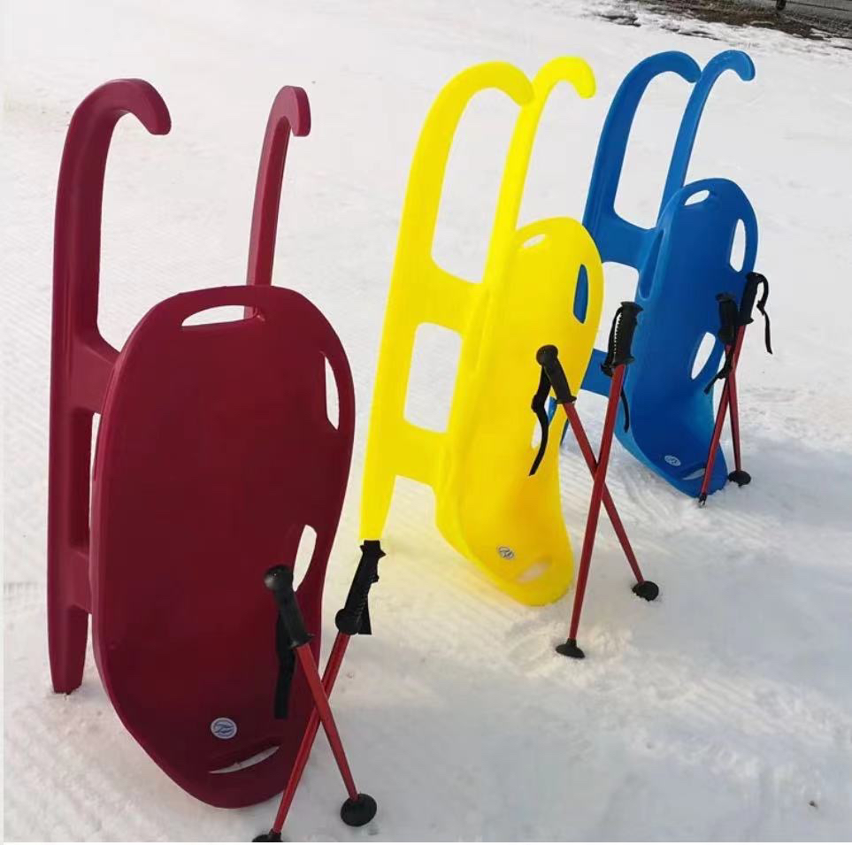户外雪场室内滑雪板雪橇单人滑冰车双人比赛带冰钳雪橇爬犁滑雪盆