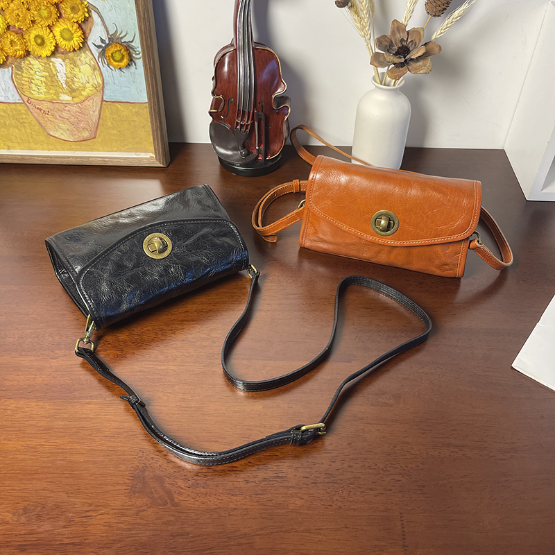 真皮单肩斜挎包通勤包植鞣牛皮