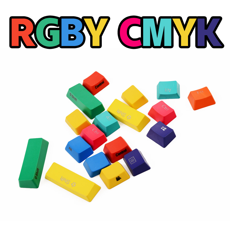 RGBY CMYK PBT键帽正/侧刻 MAC苹果增补Win Shift Ctrl Alt替换-封面