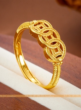 轻奢高颜值三帝铜钱可调节戒指