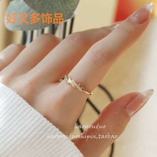 食指指环 韩版 时尚 斜排锆石台阶式 戒指女ins小众设计潮人轻奢个性