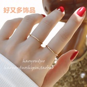 不掉色极细小锆石素圈戒指女新款 小众设计高级感实心闺蜜食指尾戒