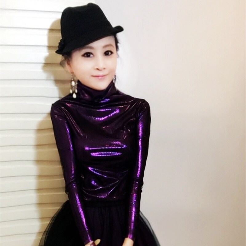 秋冬新款亮色長袖百搭打底衫女歐貨修身金屬色網紗燙金T恤小衫在類目 女裝/女士精品, T恤中 - 來自Buy2taobao.com提供專業的淘寶代購服務