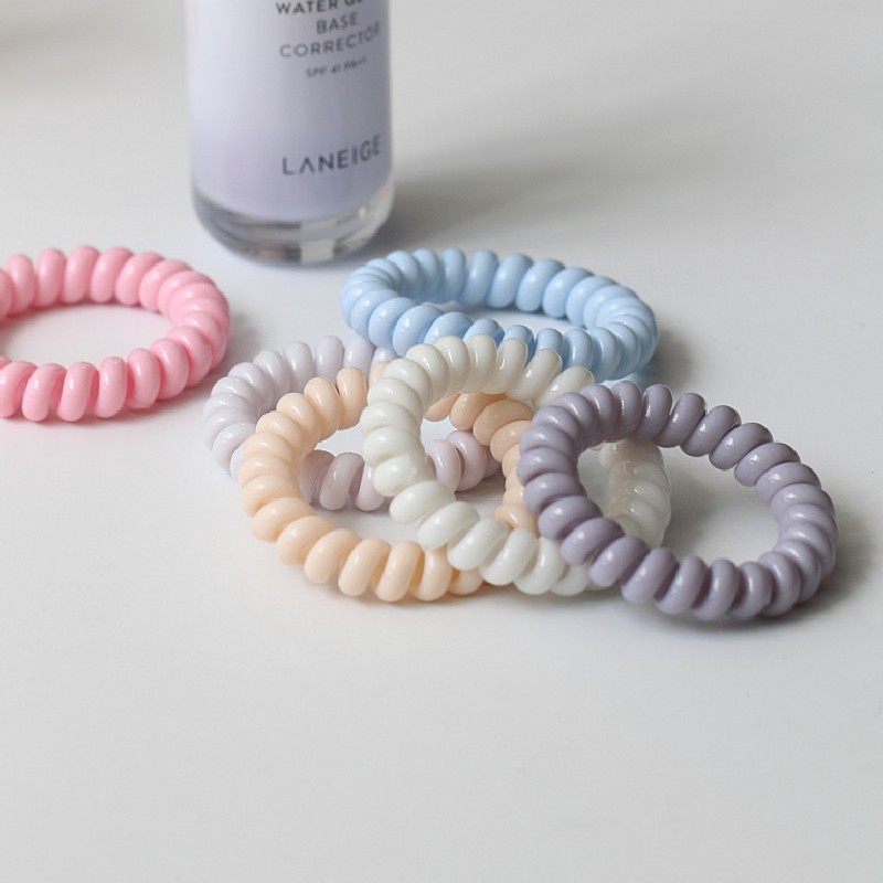 温柔的色彩~5.5CM大号果冻色不伤发加硬款发绳大号弹力电话线发圈