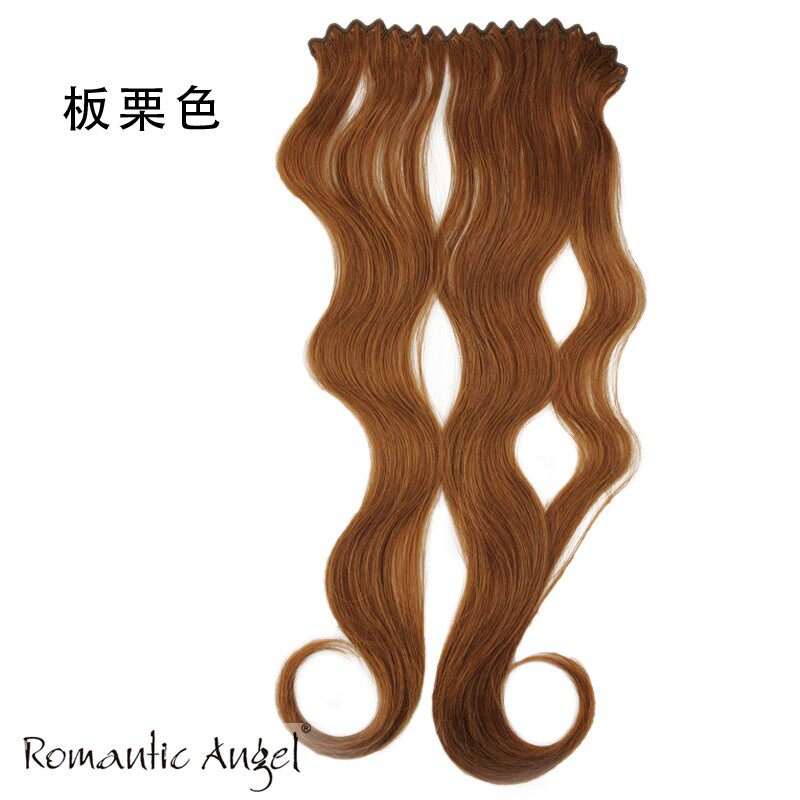 真人发接发片夹子发挑染彩色长卷发花边发帘隐形无痕5夹50cm