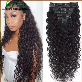 Brazilian clip in water wave human hair extension 120gset