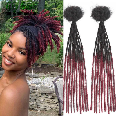1B/99j Red Handmade Afro Dreadlock Human Hair Extension 脏辫