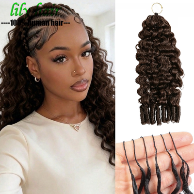2# Dark Brown Burmese Curly Feather Knots Crochet Human Hair