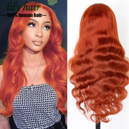 Indian 350 Orange 13x4 Body Wave Lace Frontal Human Hair Wig