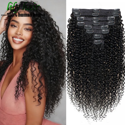 Brazilian kinky Curly Clip In Human Hair Extensions 120g/pcs