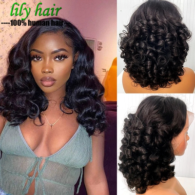 300% Density 13*4 Lace Frontal Bouncy Loose Human Hair Wigs